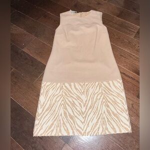 Carlisle Beige and Cream Zebra Midi Dress